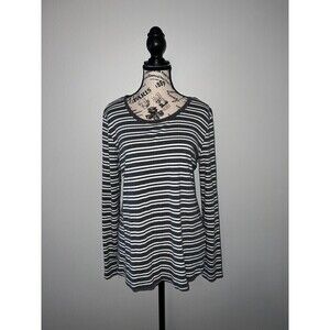 Oh Baby by Motherhood Gray and White Striped Maternity Shirt, L